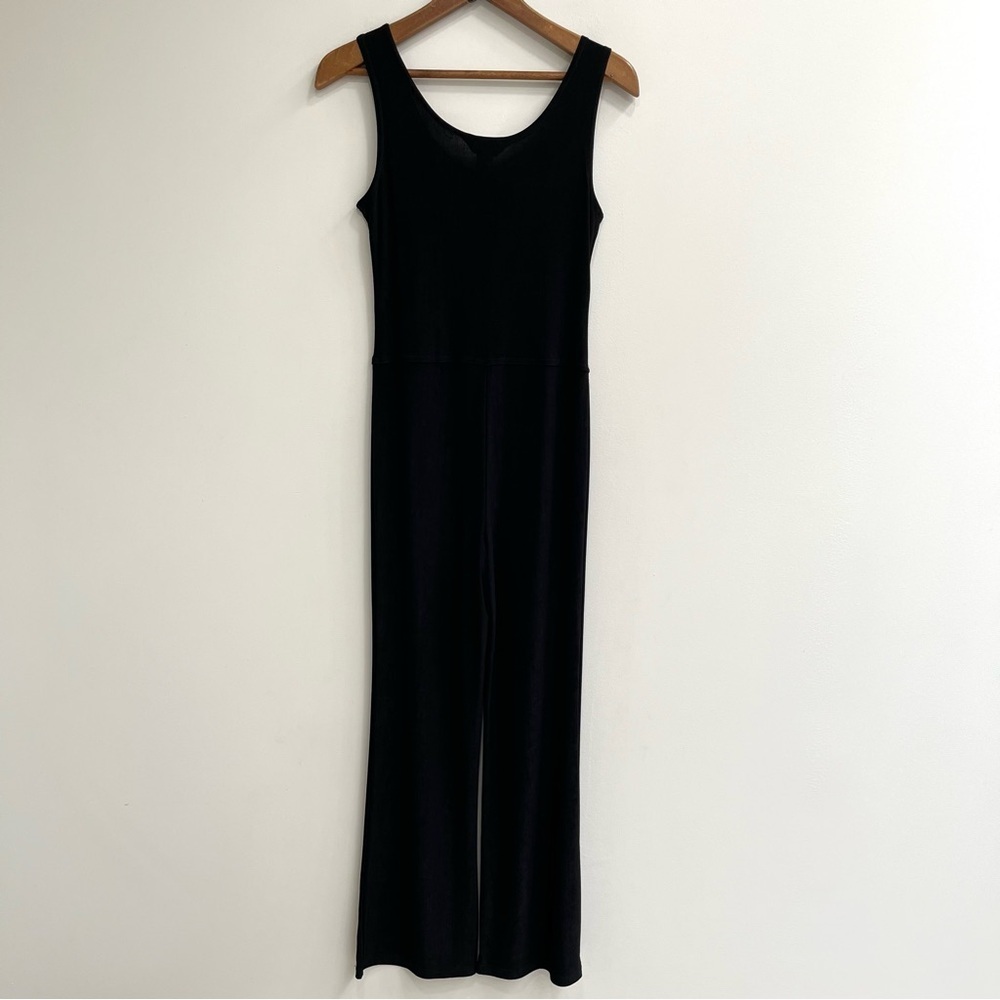 Vintage 90’s Y2K Express Tricot Black Slinky Jumpsuit Flare Leg Catsuit Stretch - Picture 3 of 11